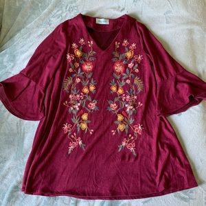 Embroidered Floral Shift Dress